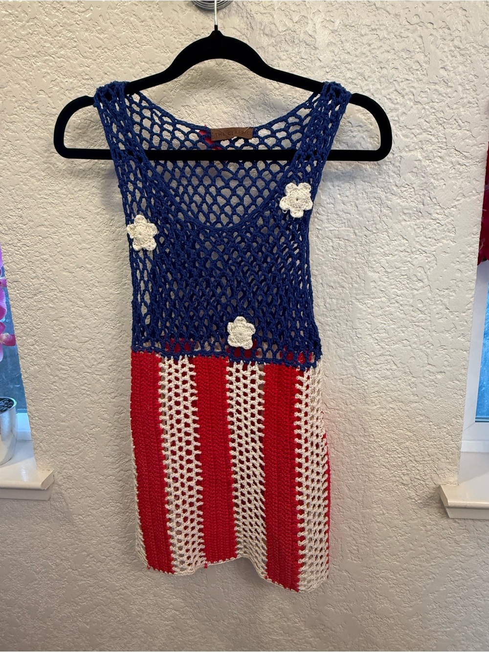 American Flag Handmade RedWhiteBlue Crochet Tank Top&Cover-Up  Small The Classic - Picture 5 of 16